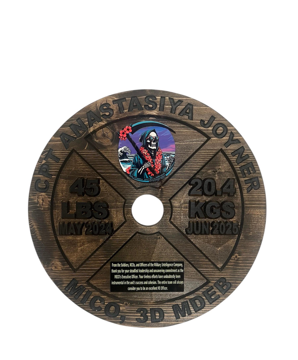 16-19.5 Inch PCS/ETS/Retirement Plaque, 45LB Plate w/ Custom Logo and Engraving