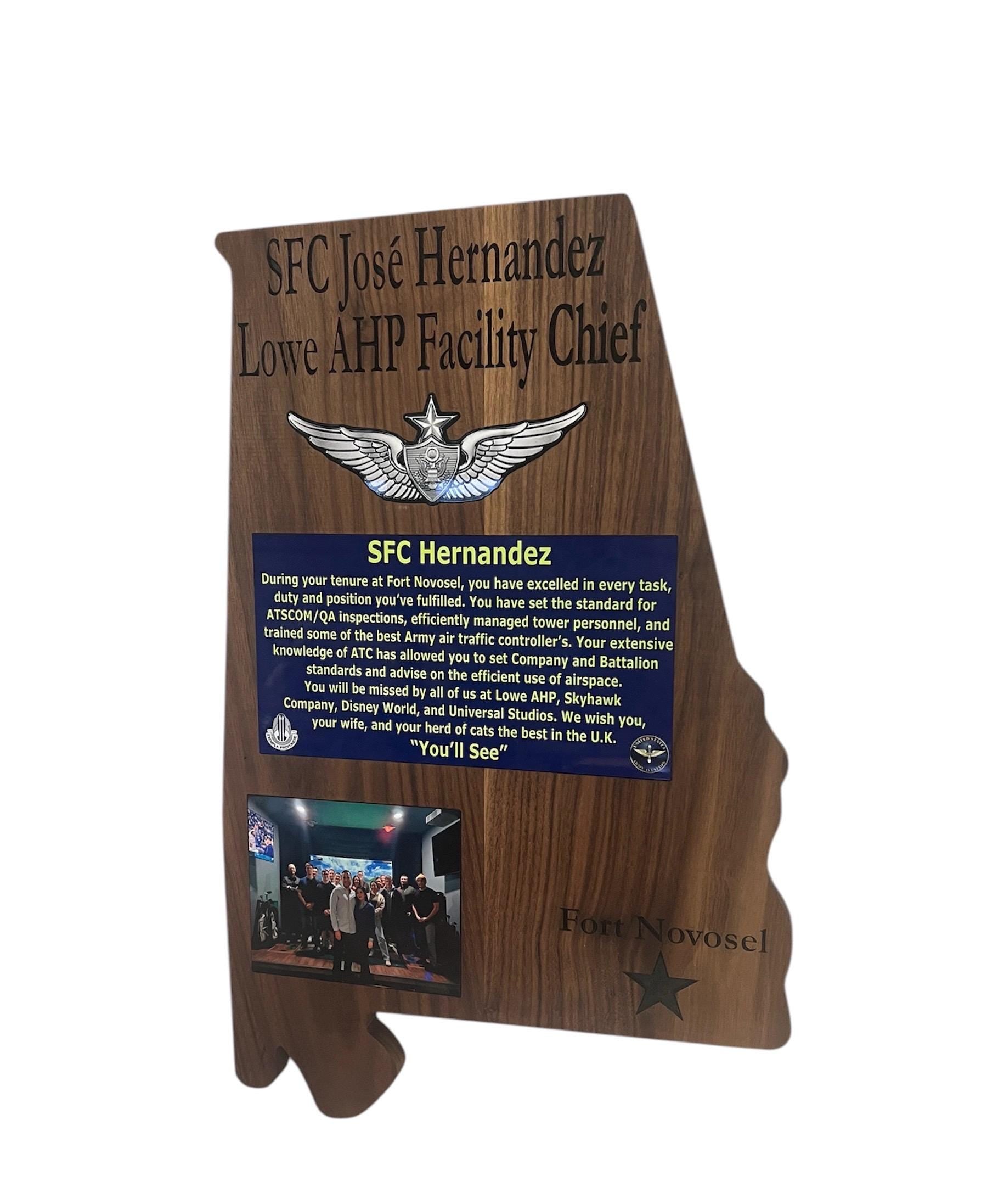 Any State Cutout PCS-ETS-Retirement Plaque-Black Walnut Hardwood-Customizable Design with Logos