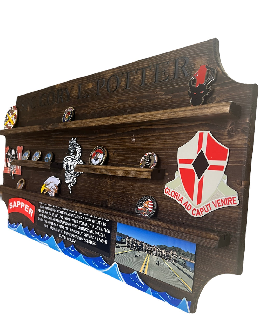 Custom Challenge Coin Display-Any Logo-36 inches Wide for Marines, Army, Air Force-PCS, ETS, Retirement gift/plaque