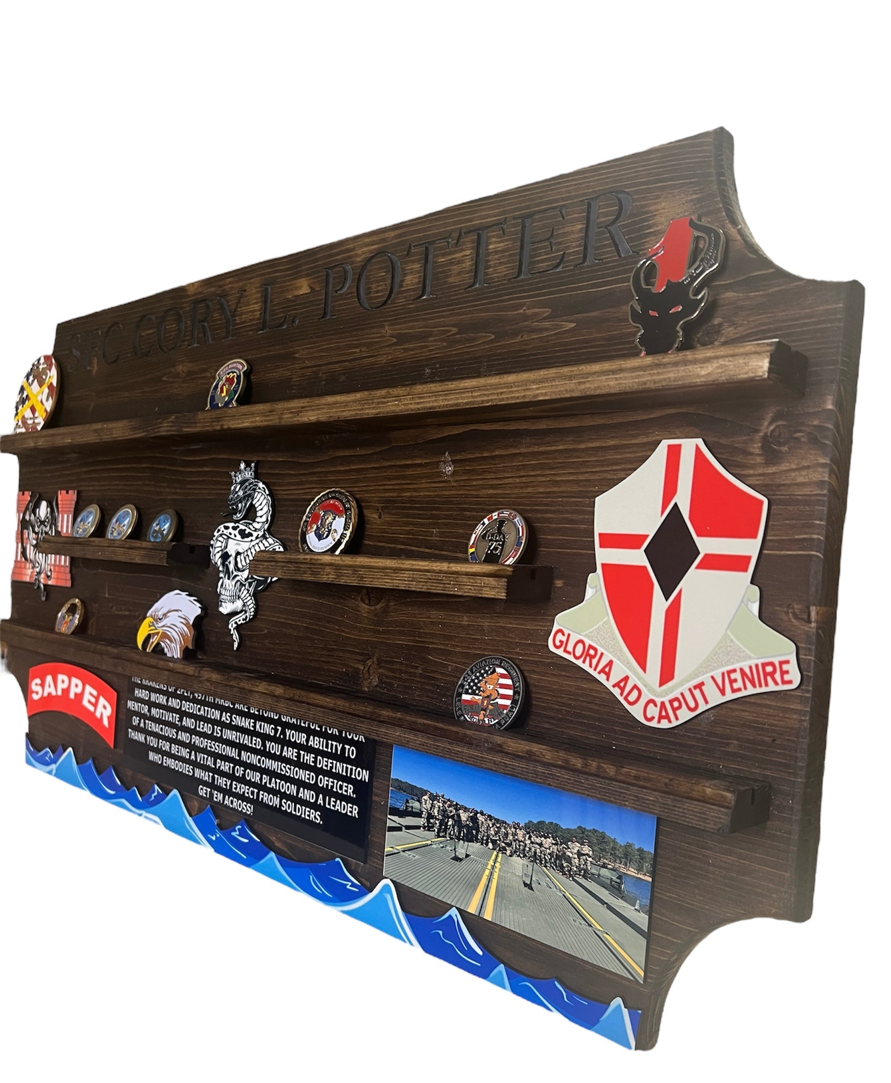 Custom Challenge Coin Display-Any Logo-36 inches Wide for Marines, Army, Air Force-PCS, ETS, Retirement gift/plaque