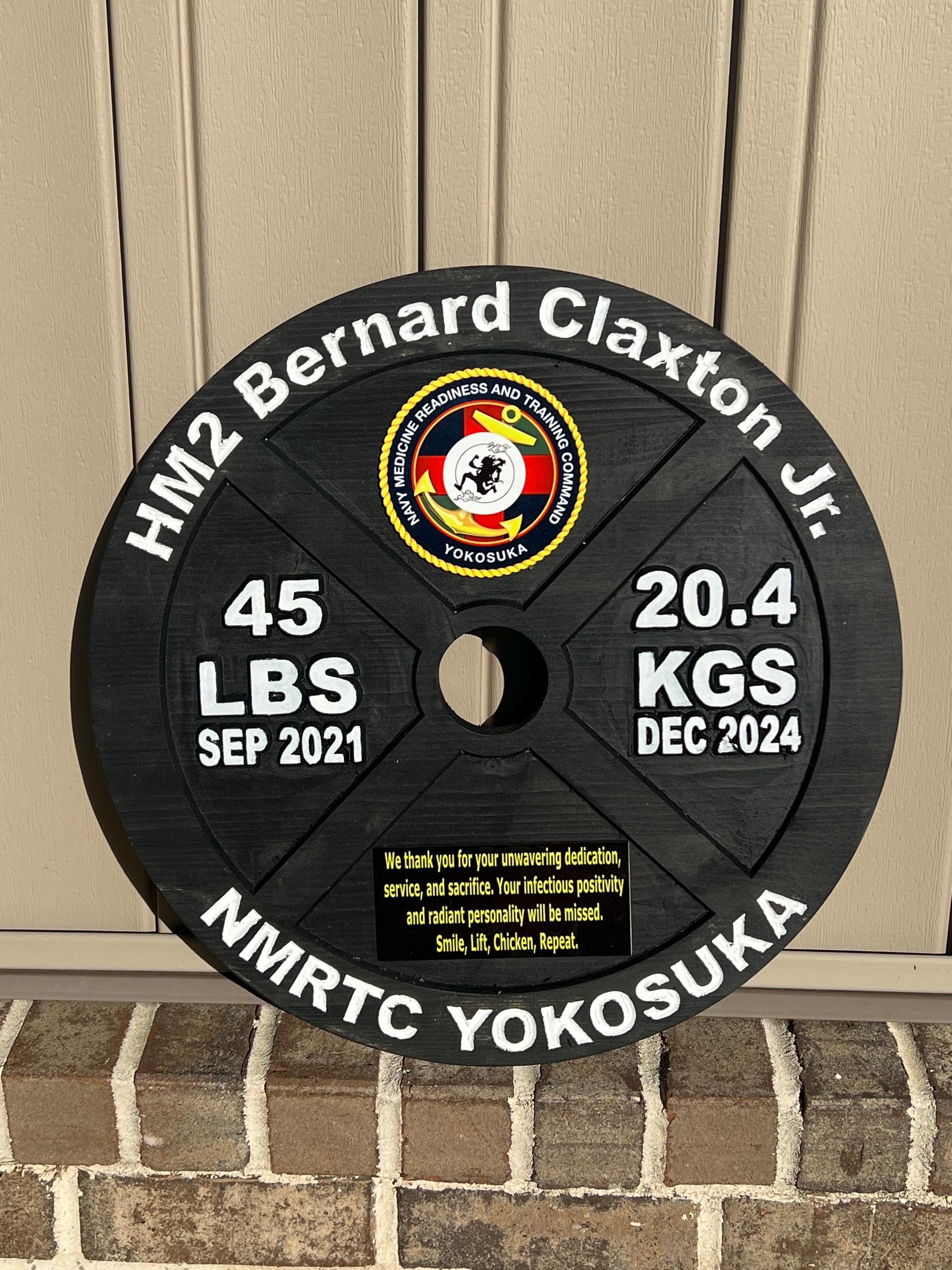 16-19.5 Inch Black PCS/ETS/Retirement Plaque, 45LB Plate