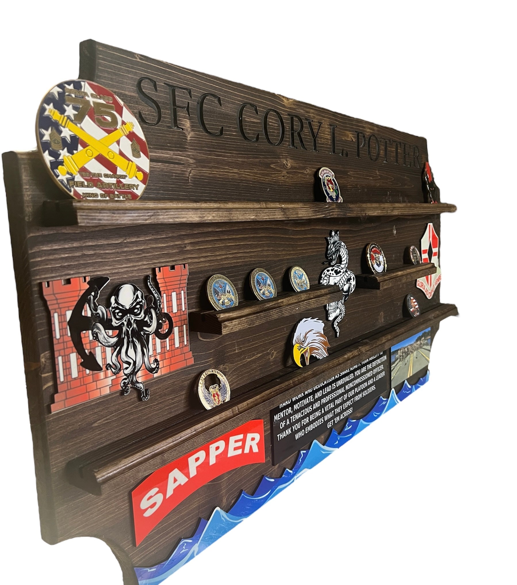 Custom Challenge Coin Display-Any Logo-36 inches Wide for Marines, Army, Air Force-PCS, ETS, Retirement gift/plaque