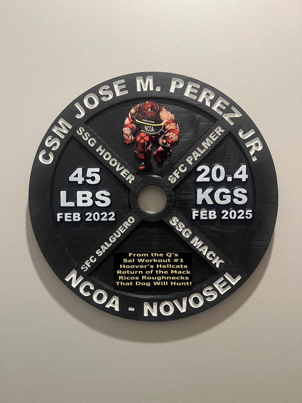 16-19.5 Inch Black PCS/ETS/Retirement Plaque, 45LB Plate