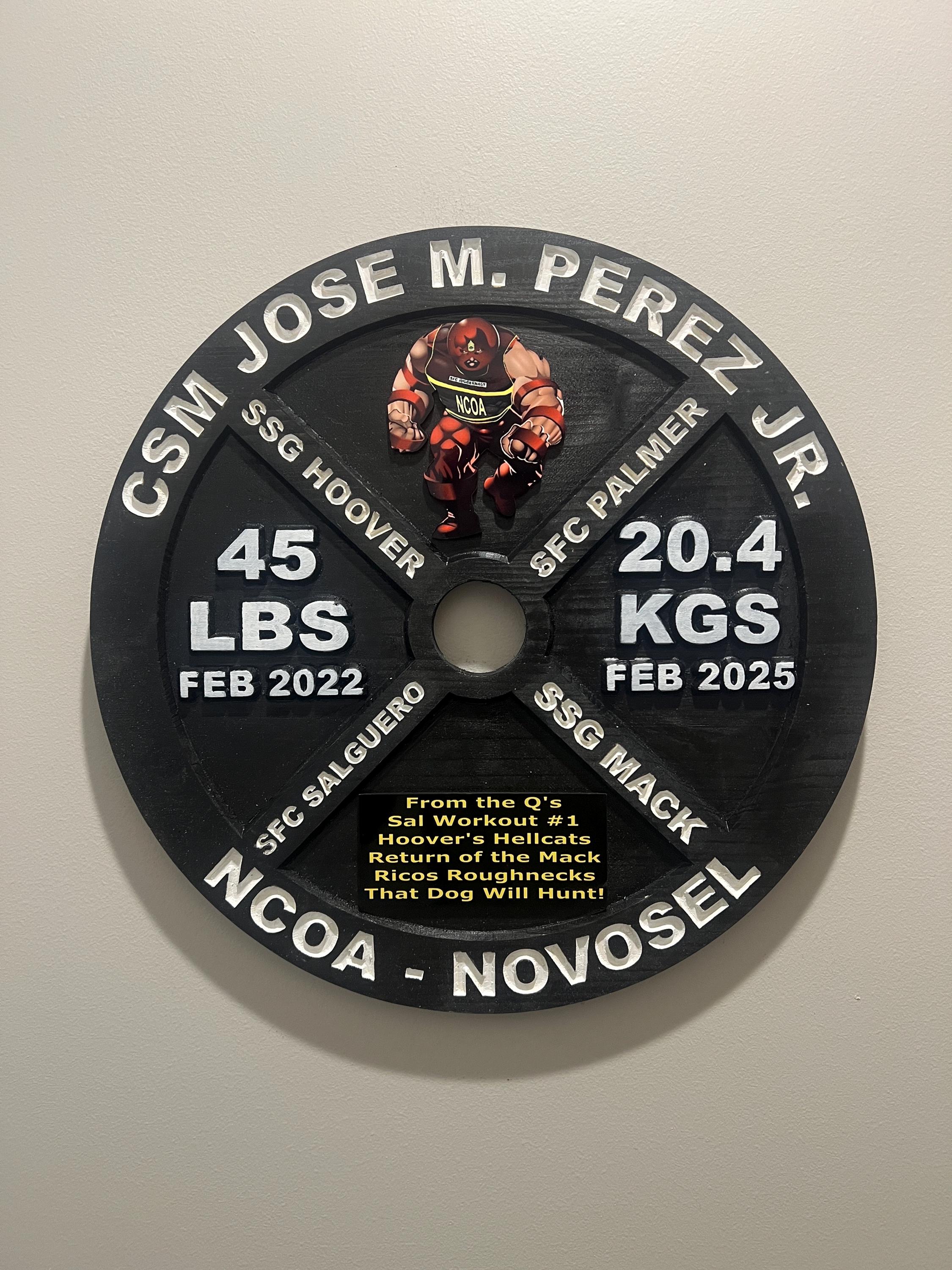 16-19.5 Inch Black PCS/ETS/Retirement Plaque, 45LB Plate