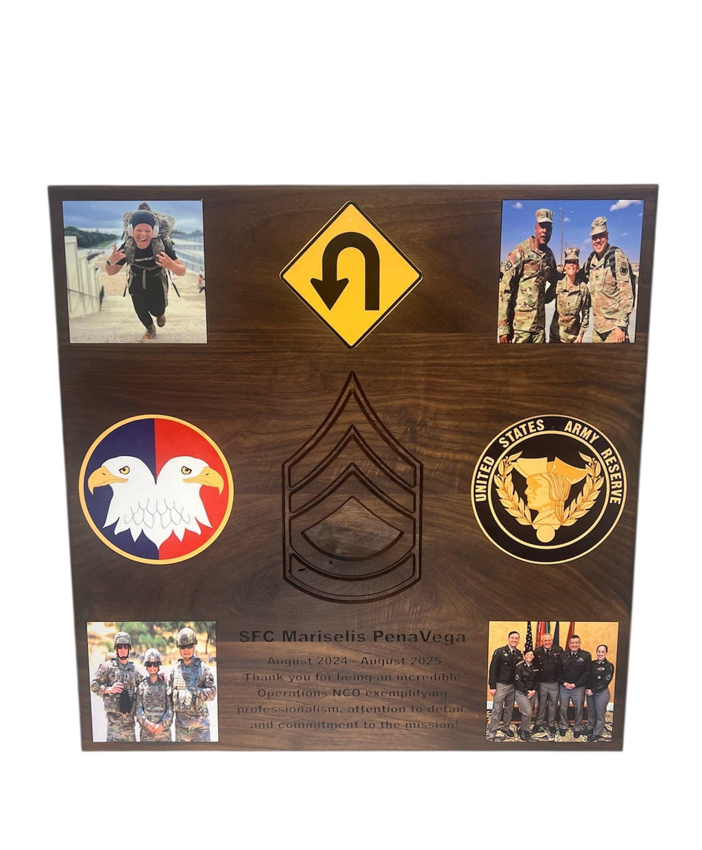 The Blank Slate- Solid Black Walnut-Fully Customizable PCS/ETS/Retirement Plaque for Army, Air Force, Marines, Navy, First Responder