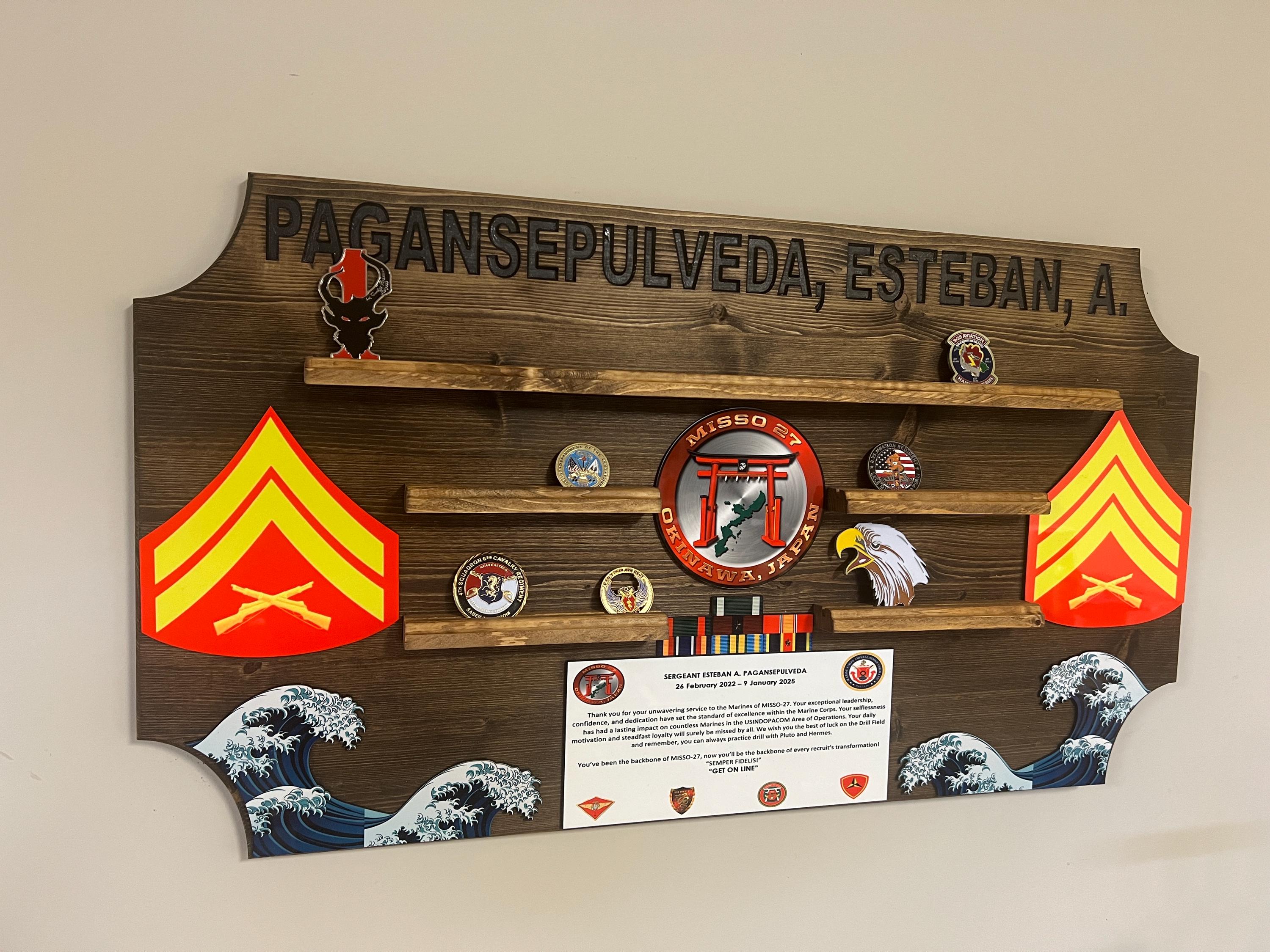 Custom Challenge Coin Display-Any Logo-36 inches Wide for Marines, Army, Air Force-PCS, ETS, Retirement gift/plaque