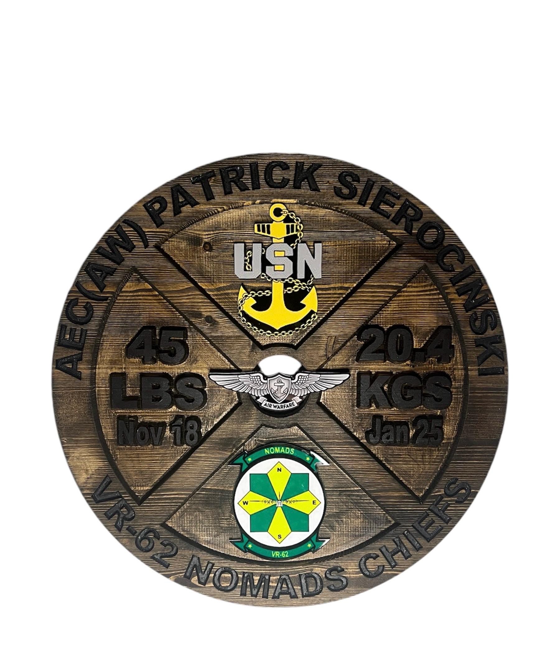16-19.5 Inch PCS/ETS/Retirement Plaque, 45LB Plate w/ Custom Logo and Engraving
