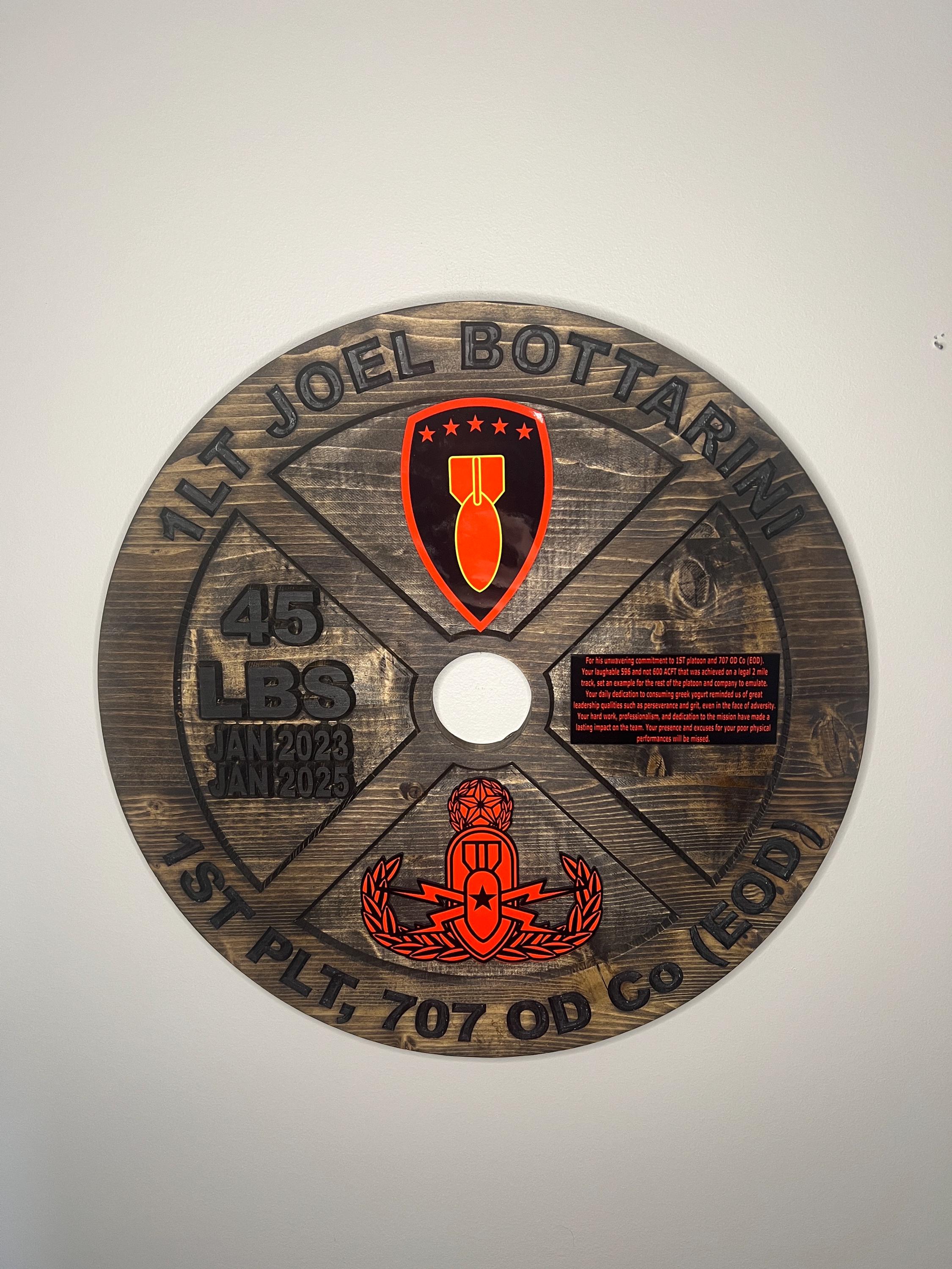 16-19.5 Inch PCS/ETS/Retirement Plaque, 45LB Plate w/ Custom Logo and Engraving