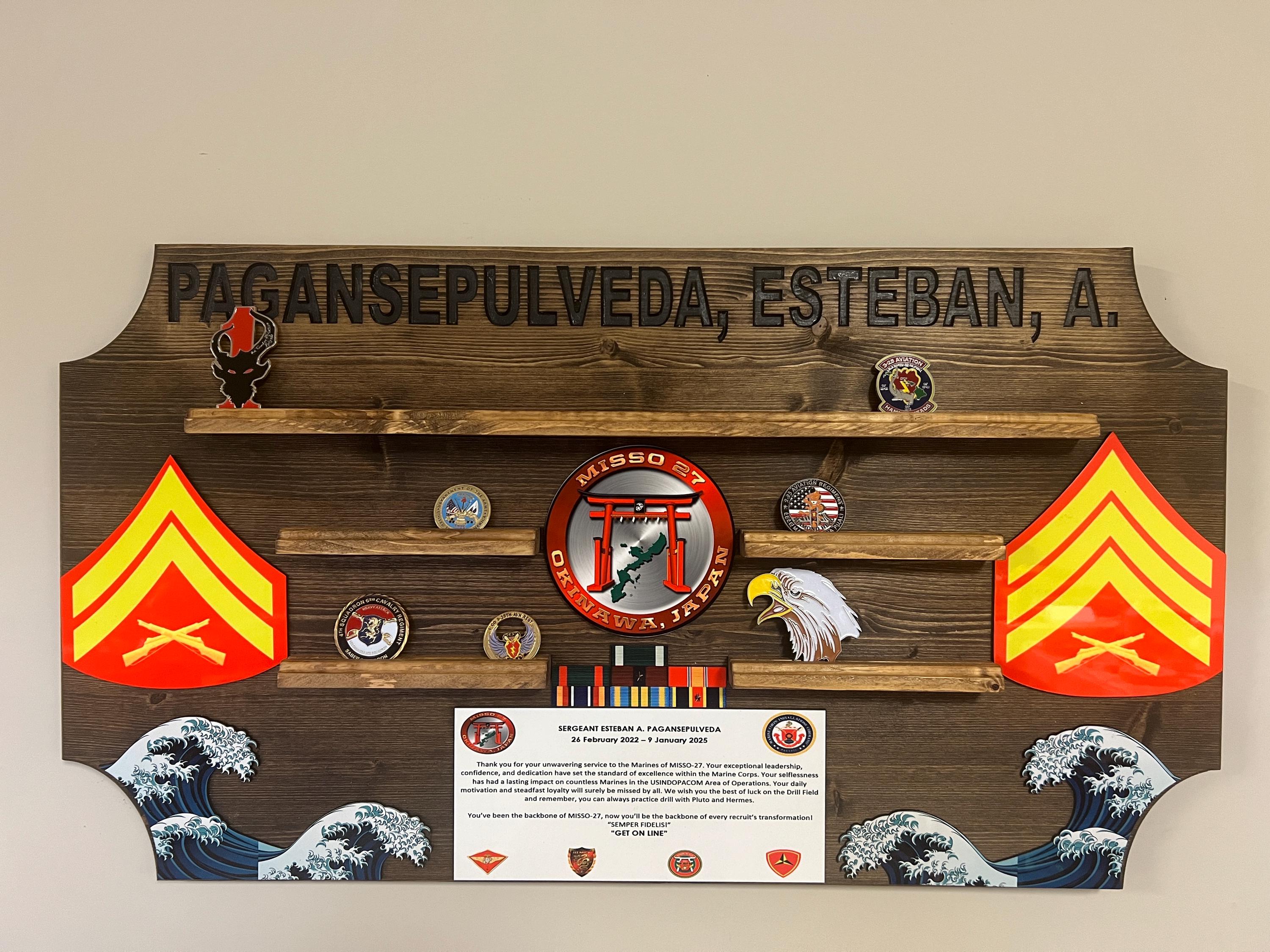 Custom Challenge Coin Display-Any Logo-36 inches Wide for Marines, Army, Air Force-PCS, ETS, Retirement gift/plaque