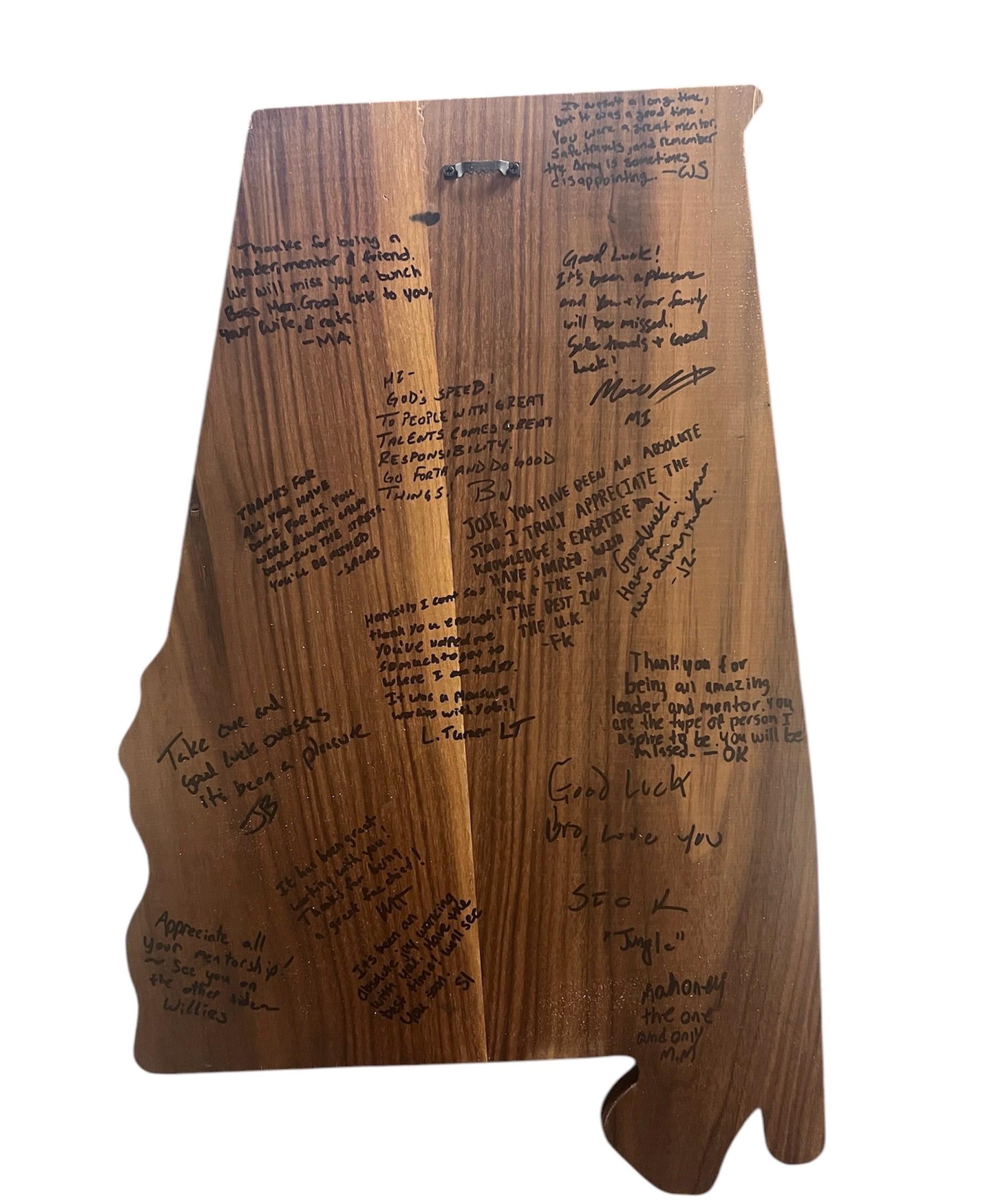 Any State Cutout PCS-ETS-Retirement Plaque-Black Walnut Hardwood-Customizable Design with Logos